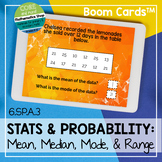 Central Tendency: Mean, Median, Mode, and Range Boom Cards