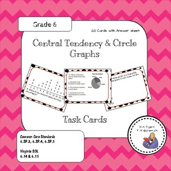 Preview of Central Tendency Task Cards with Circle Graphs