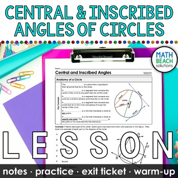 Preview of Central and Inscribed Angles of Circles Lesson