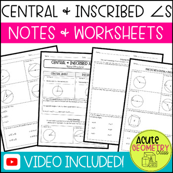 Preview of Central and Inscribed Angles of Circles Guided Notes Lesson & Practice Worksheet