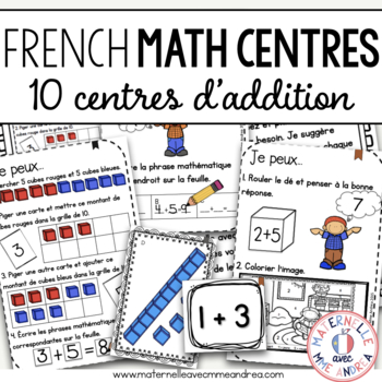 Preview of French Addition Math Centres - Addition en français pour la première année