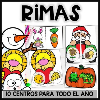 Preview of Centro de rimas en español | Rhyming Words Centers in Spanish