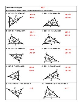 Centroids in Triangles Practice (10 problems) FREEBIE TPT