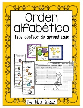 Centros de aprendizaje para practicar orden alfabético by Silvia Schavz