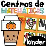 Centros de matemáticas KINDER noviembre Math Centers in Spanish