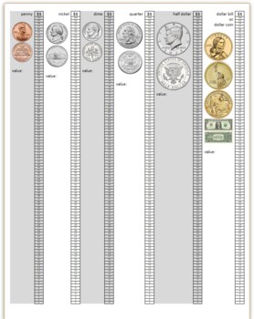 Preview of Cents and Dollars Chart - Money Values, Money Counting