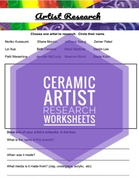 Preview of Ceramic Artist Research Worksheet-Handout