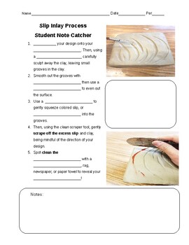 Preview of Ceramic Slip Inlay Process Student Note Catcher