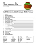 Ceramic Terms Word Search and Vocabulary Puzzle Worksheets