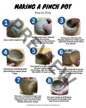 Preview of Ceramics - Making a Pinch Pot - Step-by-Step Visual Handout - 8" x 10"
