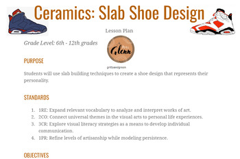 Preview of Ceramics: Slab Shoe Design Project - LESSON PLAN Packet Resources