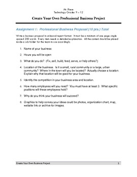 Preview of Cerate a Business with a Proposal Complete Unit Plan