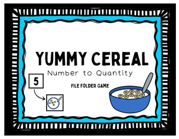 Preview of Cereal Bowl Number To Quantity Match File Folder Game  for Autism/MD