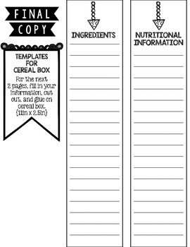 cereal box book report printable template