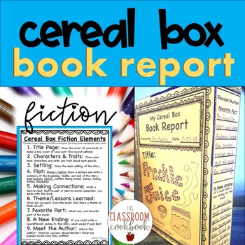 Preview of Cereal Box Book Report- Fiction Narrative Reading & Writing Story Elements
