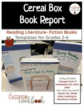 Preview of Cereal Box Book Report- Fiction Reading Comprehension Grades 2-6!