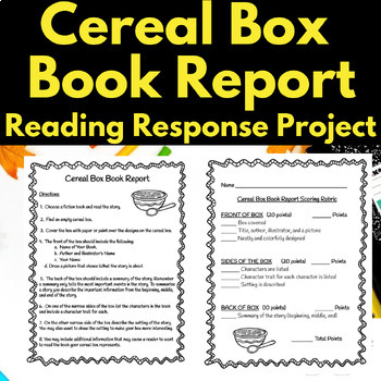 Preview of Cereal Box Book Report Reading Response Project Chapter book Homeschool