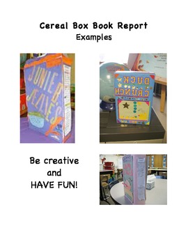 Preview of Cereal Box Book Report Rubric and Examples