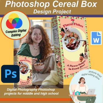 Preview of Cereal Box Graphic Design Photography Project High School Advanced Photoshop