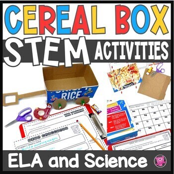 Preview of Cereal Box Project End of the Year STEM Cereal Box Activities & Scavenger Hunt