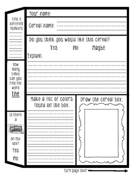 cereal box scavenger hunt and other activities by lisa sadler tpt