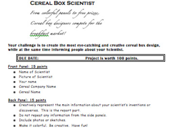 Preview of Cereal Box Scientist