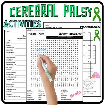 Preview of Cerebral Palsy Fun Worksheets,Puzzles,Word scramble,Wordsearch & Crosswords