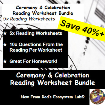 Preview of Ceremony & Celebration in Music Chapter Reading Worksheet Bundle **Editable**