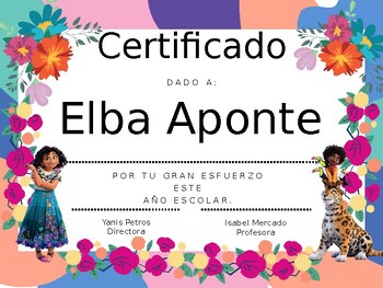 Preview of Certificado  Encanto