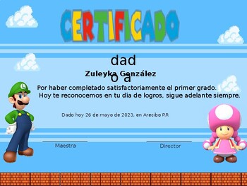 Preview of Certificado Luigi  Bros