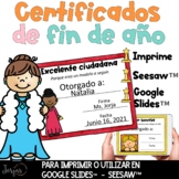 Certificados de fin de año Diplomas | End of the year awar