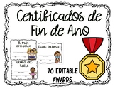 Certificados de fin de año editables/ Awards/Certificates 