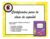 Certificados para la clase de español