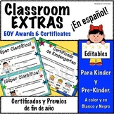 Certificados y Premios de Fin de Año EDITABLES para Kinder