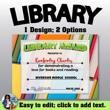 Library Certificate 2 by DP Sharpe Resources TPT