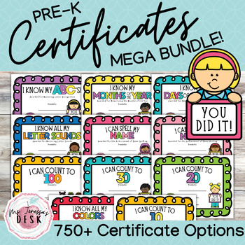 Preview of Certificate Mega Bundle: Count to 100, ABC's, Letter Sounds, and MORE!