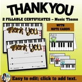 Music Thank You Certificate and Notes Set