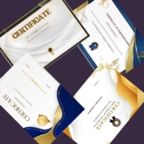 Elegant white and gold horizontal Certificate Templates