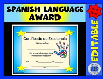 Preview of Certificate in Spanish | Certificado de Excelencia | Editable