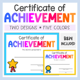 Certificate of Achievement - End of the Year Student Award
