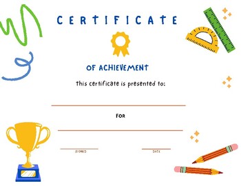 Preview of Certificate of Achievement for Kids