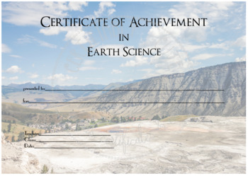 Preview of Certificate of Achievement in Earth Science
