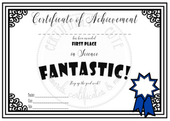 Preview of Certificate of Achievement in Science FANTASTIC Set