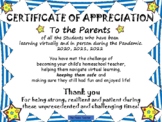 Certificate of Appreciation/End of the Year Award/Parent A