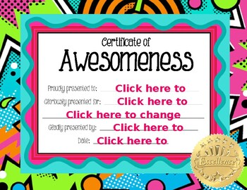 Preview of Certificate of Awesomeness