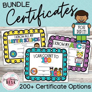 Preview of Certificate of Completion Bundle: Count to 100, ABC's and Letter Sounds