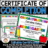 Certificate of Completion End Of The Year | Kindergarten P