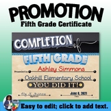 Promotion - Certificate of Completion – Fifth Grade