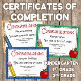 Kindergarten, First Grade, Second Grade Diploma Certificat