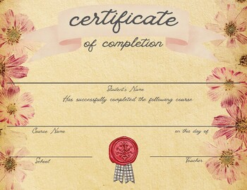Preview of Certificate of Completion / PDF Printable